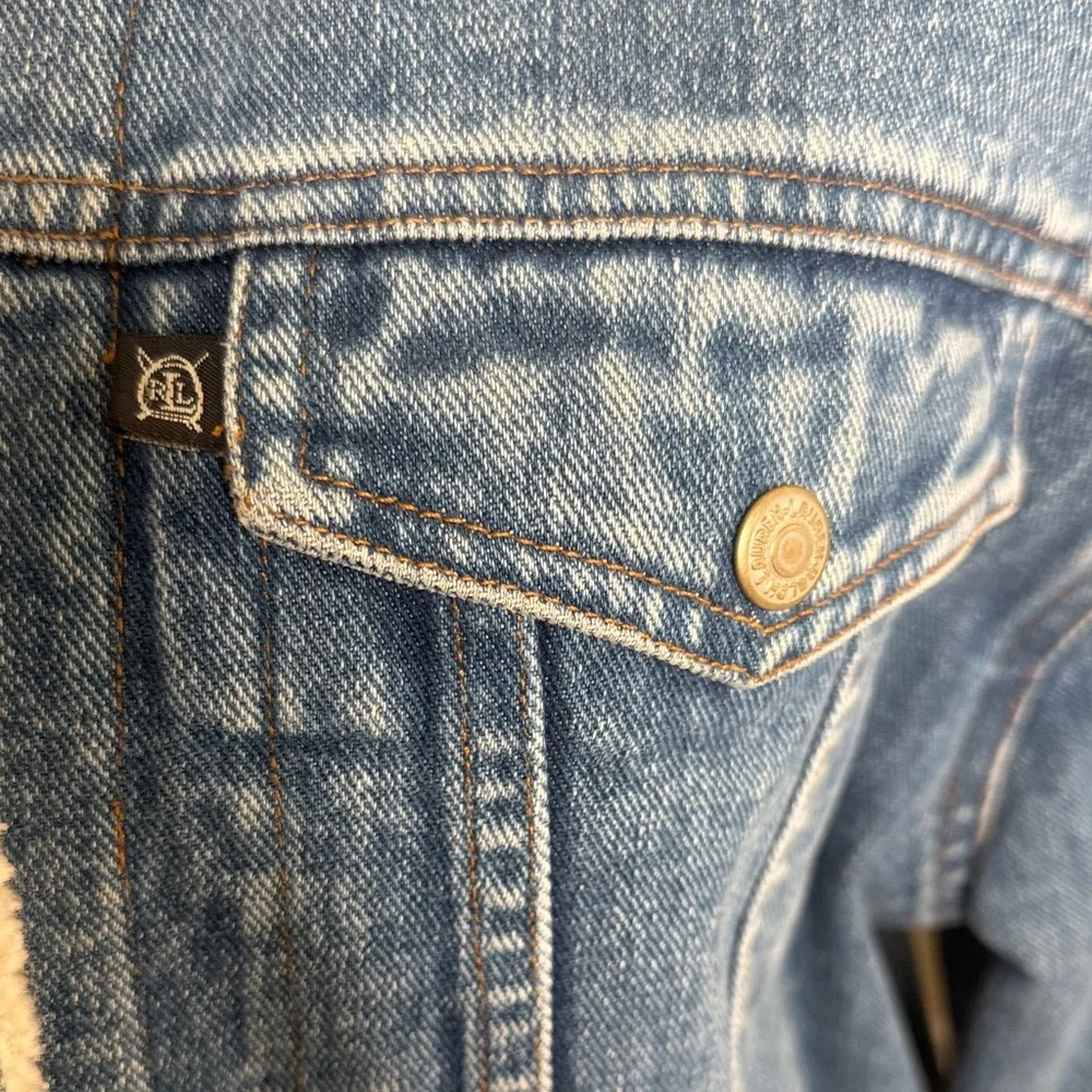 Ralph Lauren Blue Denim Jacket with Cream Collar - Picture 5 of 9